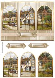 Village Pub Window View Card with Toppers