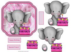Elephant Party Card and Decoupage