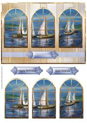 Sailing Boats Window View Card with Toppers