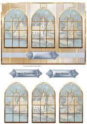 Christmas Church Winter View Card and Toppers