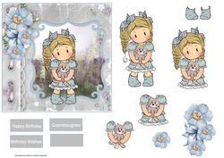 Chloe and Her Kitten Card with Decoupage