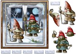 Christmas Gnomes 7x7 Card with Decoupage