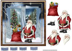 Santa is Ready for Work 7x7 Card with Decoupage