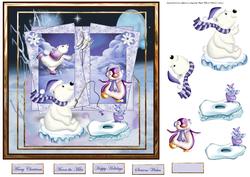 Polar Bear Fun 7x7 Card with Decoupage