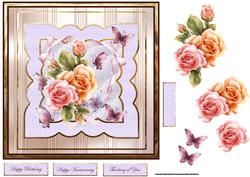 Peach and Pink Rose 7x7 Card