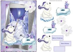 Polar Bear Fishing Card with Decoupage
