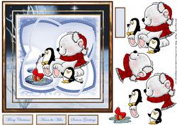 Polar Bear and Penguins 7x7 Card