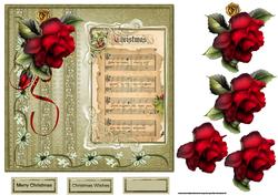 Red Rose Christmas Card with Decoupage
