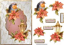 Robin and a Lamp Card with Decoupage