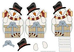 Snowman with Gift Shaped Card and Decoupage