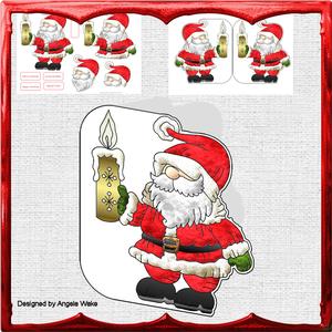 Santa with His Candle Shaped Card with Decoupage