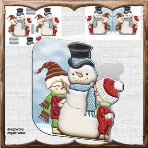 Snowman and Children Shaped Card