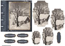 Cottage in the Snow Card with Shaped Layers