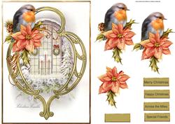 Christmas Robin and Candles Card and Decoupage