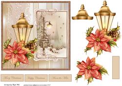 Lamplight Vintage Christmas Card and Decoupage
