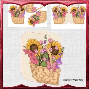 Basket of Flowers Shaped Card