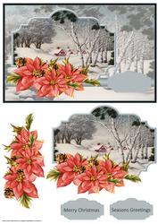 Snow Covered Village Card with Decoupage