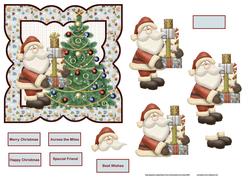Santa's Christmas Tree Card with Decoupage