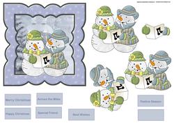 Snowman Carol Singers Card with Decoupage