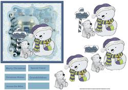 Snowman and His Teddy Bear Friend Card