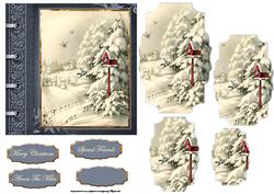 Winter Birds Fly Home Card with Shaped Layers