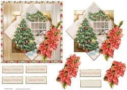Christmas Window View Card with Decoupage