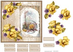 Yellow Rose Card with Decoupage
