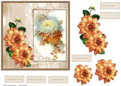 Dahlias Card 7x7 with Decoupage