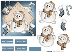 Happy Snowman Card with Decoupage