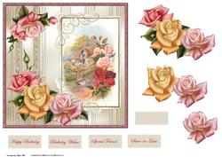 Cottage Rose Card with Decoupage
