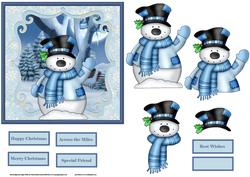 Waving Snowman Card with Decoupage