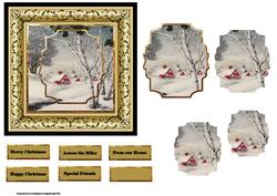 Snow Covered Village Church Card and Layers