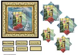 Vintage Christmas Window Card and Shaped Layers
