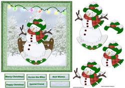 Snowman Lights Card with Decoupage