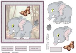 Nell the Elephant Card with Decoupage