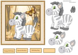 Zebra Card with Decoupage and Sentiment Tags