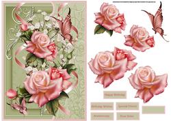 Edwardian Rose A5 Card with Decoupage
