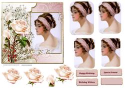Berry Rose Beauty Card with Decoupage