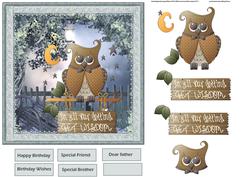 Owl of Wisdom Card with Decoupage