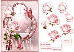 Pink Roseberry Card with Decoupage