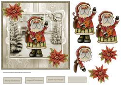 Waving Santa Card 7x7 with Decoupage
