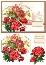 Vintage Red Rose Card with Decoupage