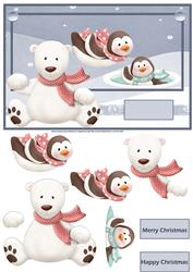 Polar Bear and Penguin Friend Card