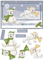 Snow Polar Bears Card with Decoupage