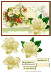White Gardenia Card with Decoupage