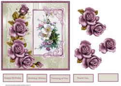 Purple Rose and White Flowers Card