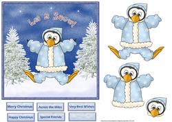 Penguin Fun Card with Decoupage