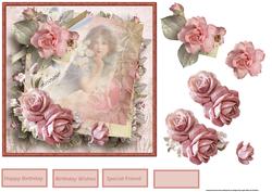 Vintage Rose and Ribbon Card and Decoupage