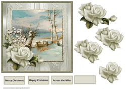 Winter Rose Vintage Christmas Card