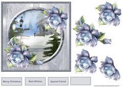 Peaceful Scene and Blue Rose Card